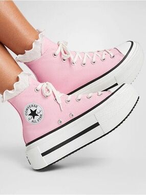 Converse Pink double stack Platform High-Top Sneakers